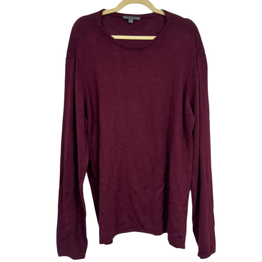 John Varvatos Burgundy Cotton Crew Neck Sweater Mens XL Casual Preppy Pullover